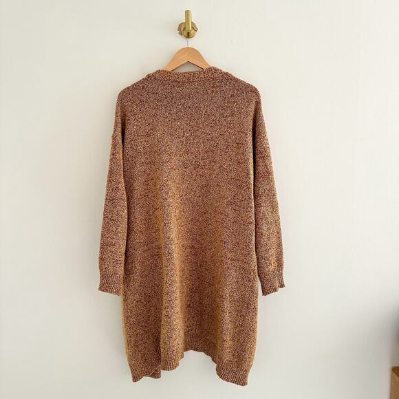 Umgee Knit Open-Front Long Sleeve Pocket Cardigan Sweater Brown S - Picture 2 of 8
